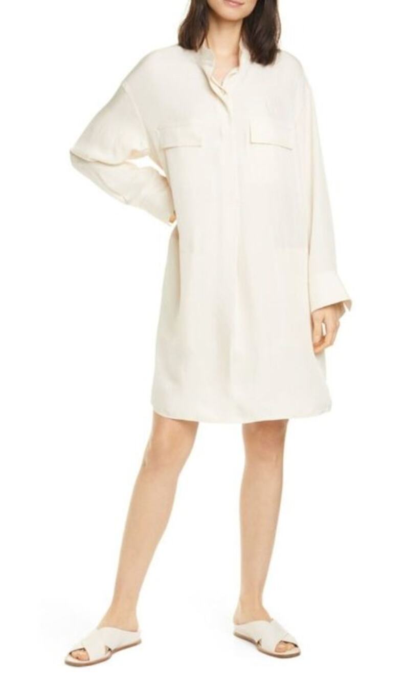 VINCE Ecru Utility Cream Shirt Dress. Xsmall